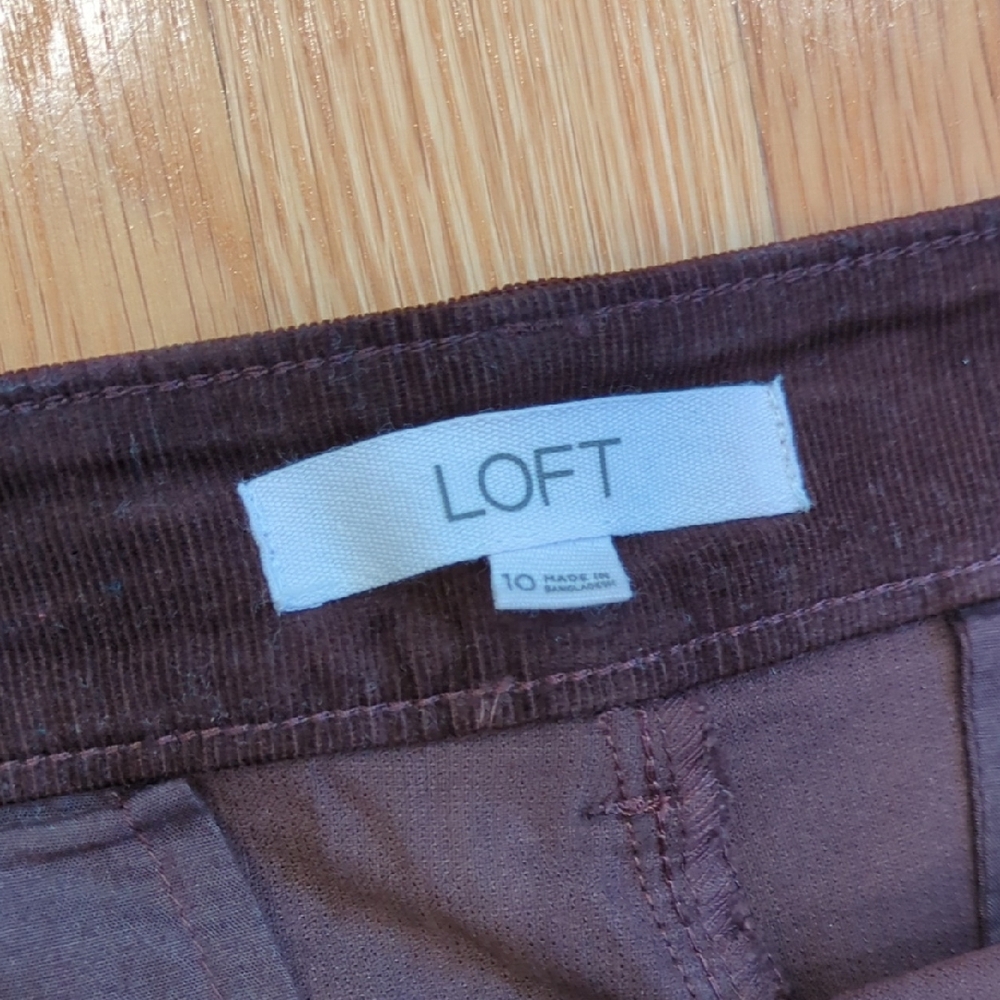 Ann Taylor LOFT Brown Corduroy Palmer Pant Wide Leg Patch Pocket Sz 10 - Picture 2 of 9
